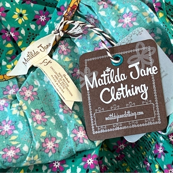 🆕 Matilda Jane Turquoise Geometric Age of Aquarius
Peasant Dress Floral Tassel - Picture 3 of 8